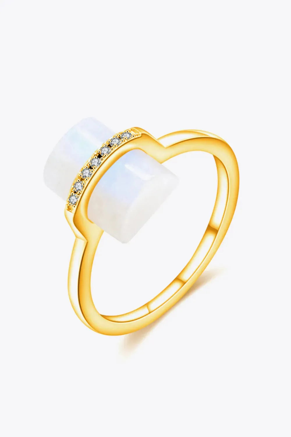 Natural Moonstone Platinum-Plated Ring Gold Moonstone - Tophatter Daily Deals